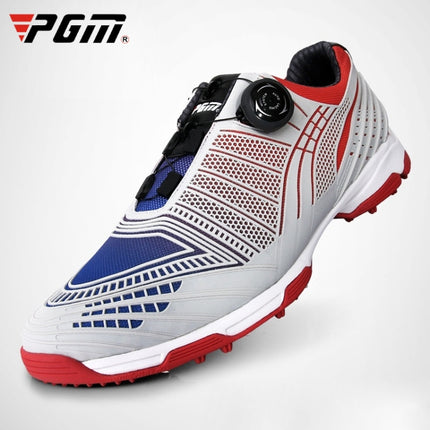PGM Golf Knob Buckle Lace Sneakers Outdoor Sport Non-slip Shoes for Men(Color:Blue Red Size:44)-garmade.com