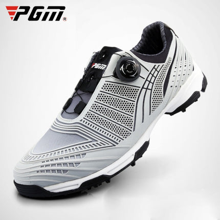 PGM Golf Knob Buckle Lace Sneakers Outdoor Sport Non-slip Shoes for Men(Color:Black Gray Size:39)-garmade.com