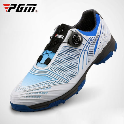 PGM Golf Knob Buckle Lace Sneakers Outdoor Sport Non-slip Shoes for Men (Color:White Blue Size:39)-garmade.com