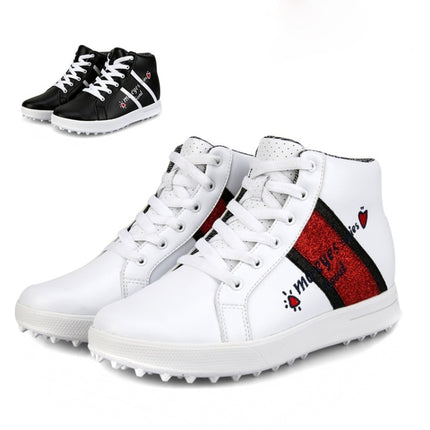 PGM Golf High-top Increased Microfiber Leather Sneakers for Women (Color:Black Size:35)-garmade.com