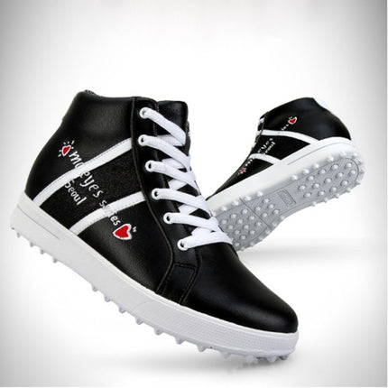 PGM Golf High-top Increased Microfiber Leather Sneakers for Women (Color:Black Size:36)-garmade.com