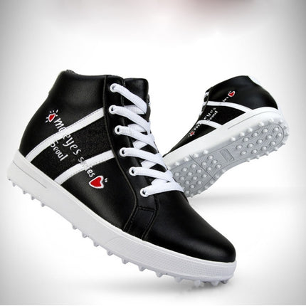 PGM Golf High-top Increased Microfiber Leather Sneakers for Women (Color:Black Size:39)-garmade.com