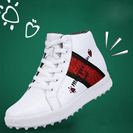 PGM Golf High-top Increased Microfiber Leather Sneakers for Women (Color:White Size:36)-garmade.com