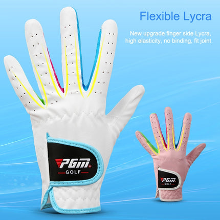 PGM One Pair Golf Microfiber Cloth Soft Comfortable Gloves for Children (Color:Pink Size:14)-garmade.com