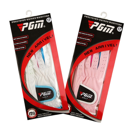 PGM One Pair Golf Microfiber Cloth Soft Comfortable Gloves for Children (Color:Pink Size:15)-garmade.com