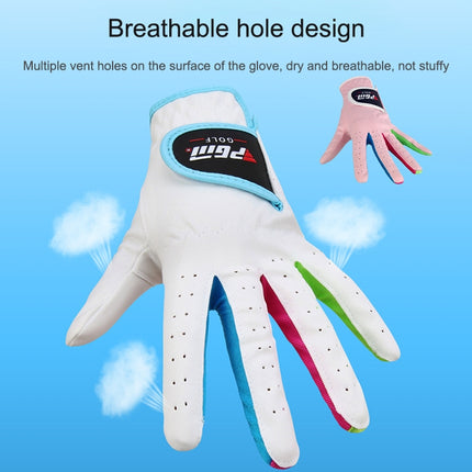 PGM One Pair Golf Microfiber Cloth Soft Comfortable Gloves for Children (Color:Pink Size:16)-garmade.com