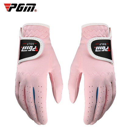PGM One Pair Golf Microfiber Cloth Soft Comfortable Gloves for Children (Color:Pink Size:17)-garmade.com