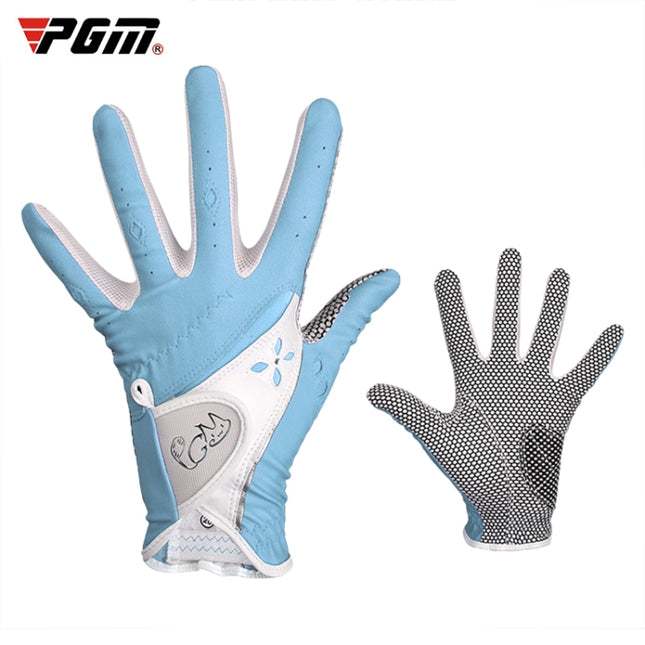 PGM One Pair Golf Non-Slip PU Leather Gloves for Women (Color:Blue Size:18)-garmade.com