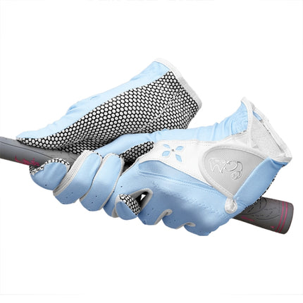 PGM One Pair Golf Non-Slip PU Leather Gloves for Women (Color:Blue Size:19)-garmade.com