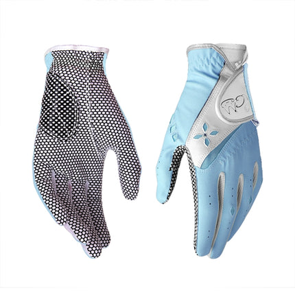 PGM One Pair Golf Non-Slip PU Leather Gloves for Women (Color:Blue Size:20)-garmade.com