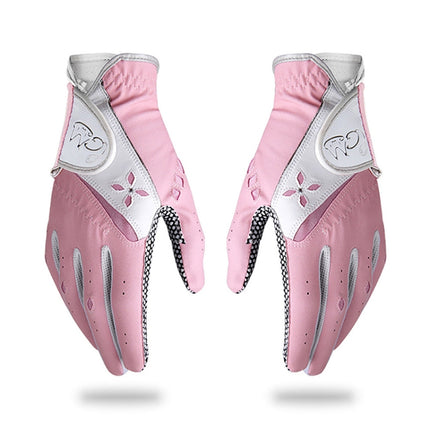 PGM One Pair Golf Non-Slip PU Leather Gloves for Women (Color:Pink Size:17)-garmade.com