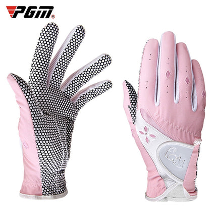 PGM One Pair Golf Non-Slip PU Leather Gloves for Women (Color:Pink Size:21)-garmade.com