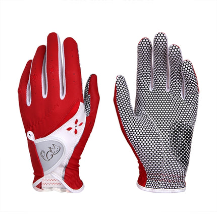 PGM One Pair Golf Non-Slip PU Leather Gloves for Women (Color:Red Size:20)-garmade.com