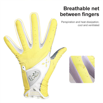 PGM One Pair Golf Non-Slip PU Leather Gloves for Women (Color:Yellow Size:17)-garmade.com