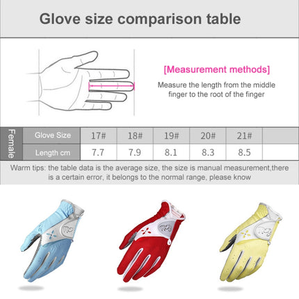 PGM One Pair Golf Non-Slip PU Leather Gloves for Women (Color:Yellow Size:18)-garmade.com