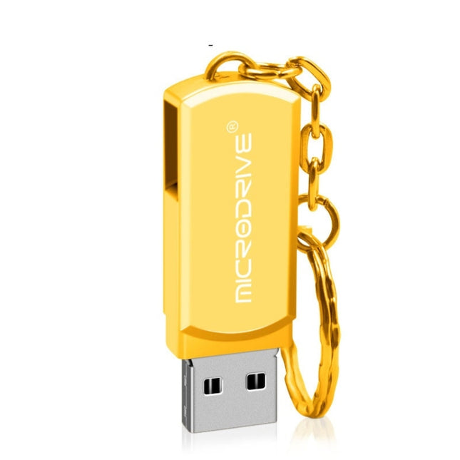 MicroDrive 64GB USB 2.0 Creative Personality Metal U Disk with Keychain (Gold)-garmade.com