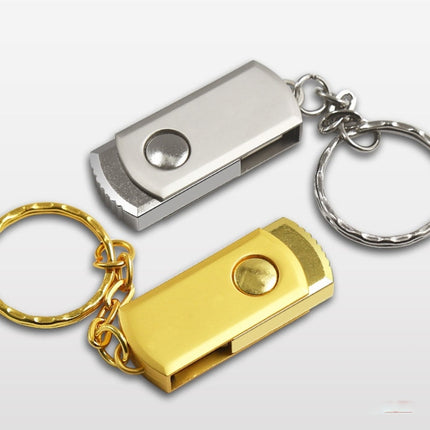 MicroDrive 64GB USB 2.0 Creative Personality Metal U Disk with Keychain (Gold)-garmade.com