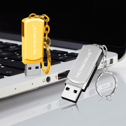 MicroDrive 128GB USB 2.0 Creative Personality Metal U Disk with Keychain (Gold)-garmade.com