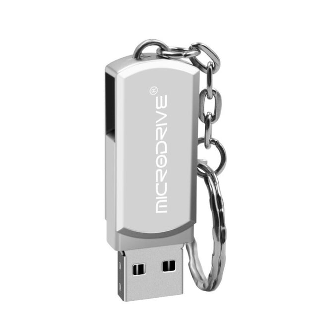 MicroDrive 128GB USB 2.0 Creative Personality Metal U Disk with Keychain (Silver)-garmade.com