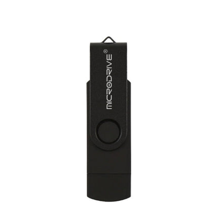 MicroDrive 8GB USB 2.0 Phone and Computer Dual-use Rotary OTG Metal U Disk (Black)-garmade.com