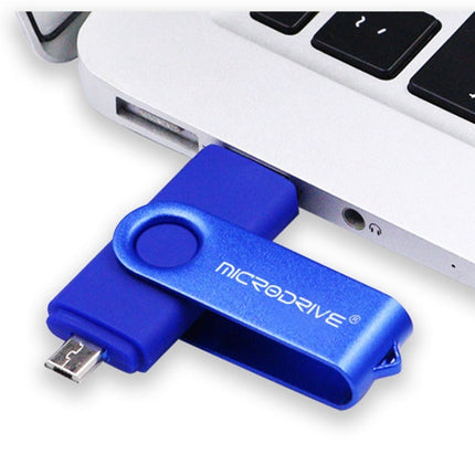 MicroDrive 64GB USB 2.0 Phone and Computer Dual-use Rotary OTG Metal U Disk (Blue)-garmade.com