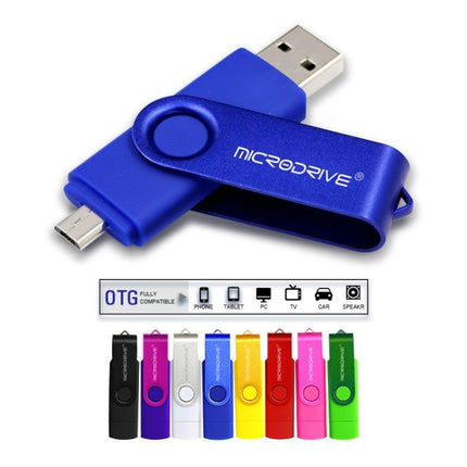 MicroDrive 64GB USB 2.0 Phone and Computer Dual-use Rotary OTG Metal U Disk (Blue)-garmade.com