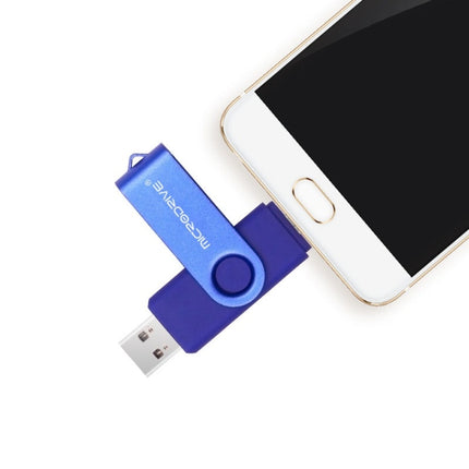 MicroDrive 128GB USB 2.0 Phone and Computer Dual-use Rotary OTG Metal U Disk (Blue)-garmade.com