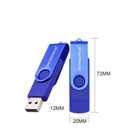 MicroDrive 128GB USB 2.0 Phone and Computer Dual-use Rotary OTG Metal U Disk (Blue)-garmade.com