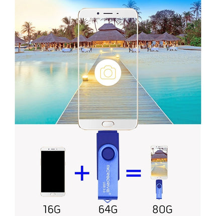 MicroDrive 16GB USB 3.0 Android Phone & Computer Dual-use Rotary Metal U Disk (Black)-garmade.com