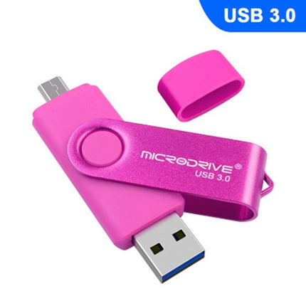 MicroDrive 16GB USB 3.0 Android Phone & Computer Dual-use Rotary Metal U Disk (Pink)-garmade.com