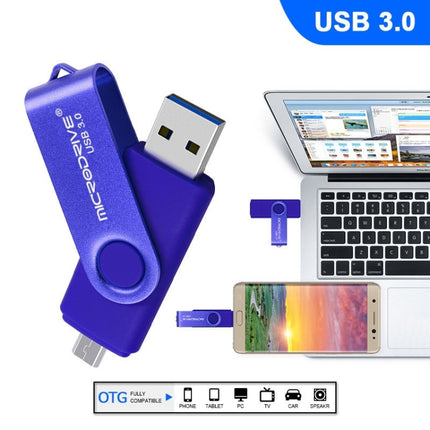 MicroDrive 16GB USB 3.0 Android Phone & Computer Dual-use Rotary Metal U Disk (Pink)-garmade.com