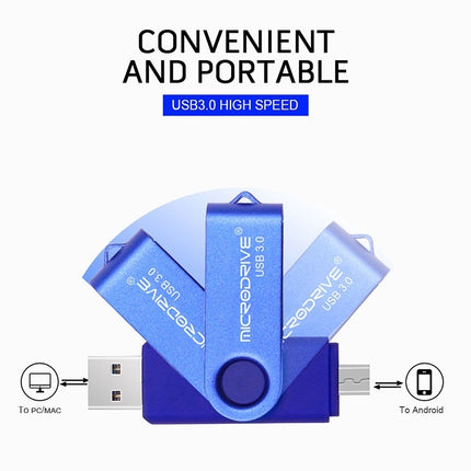 MicroDrive 16GB USB 3.0 Android Phone & Computer Dual-use Rotary Metal U Disk (Green)-garmade.com