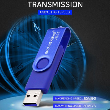 MicroDrive 16GB USB 3.0 Android Phone & Computer Dual-use Rotary Metal U Disk (Blue)-garmade.com