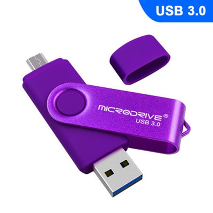 MicroDrive 16GB USB 3.0 Android Phone & Computer Dual-use Rotary Metal U Disk (Purple)-garmade.com