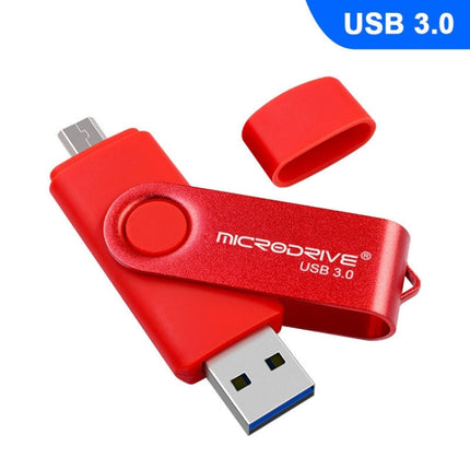MicroDrive 16GB USB 3.0 Android Phone & Computer Dual-use Rotary Metal U Disk (Red)-garmade.com