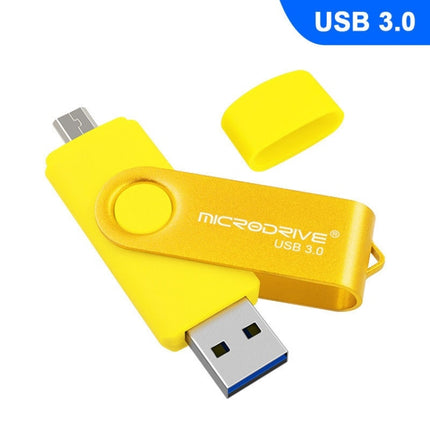 MicroDrive 16GB USB 3.0 Android Phone & Computer Dual-use Rotary Metal U Disk (Yellow)-garmade.com
