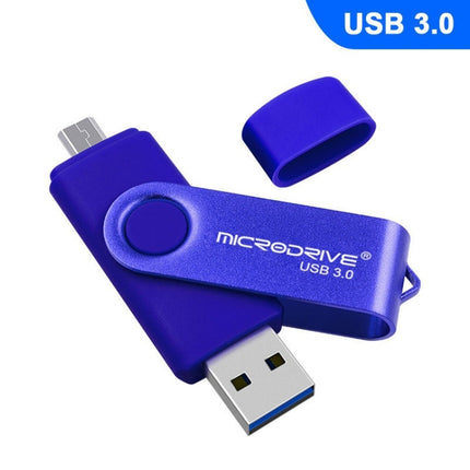 MicroDrive 32GB USB 3.0 Android Phone & Computer Dual-use Rotary Metal U Disk (Blue)-garmade.com