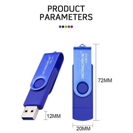 MicroDrive 32GB USB 3.0 Android Phone & Computer Dual-use Rotary Metal U Disk (Purple)-garmade.com