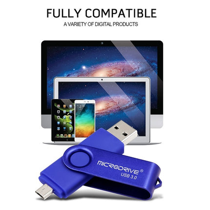 MicroDrive 32GB USB 3.0 Android Phone & Computer Dual-use Rotary Metal U Disk (White)-garmade.com