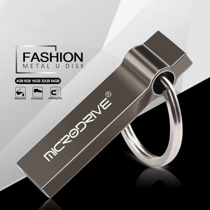 MicroDrive 4GB USB 2.0 Metal Keychain U Disk (Grey)-garmade.com