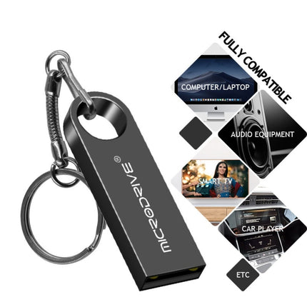 MicroDrive 8GB USB 2.0 Metal Waterproof High Speed U Disk(Black)-garmade.com