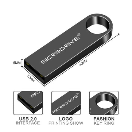 MicroDrive 16GB USB 2.0 Metal Waterproof High Speed U Disk(Black)-garmade.com