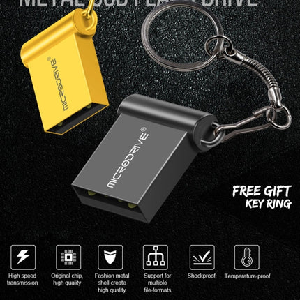 MicroDrive 16GB USB 2.0 Metal Mini USB Flash Drives U Disk (Black)-garmade.com
