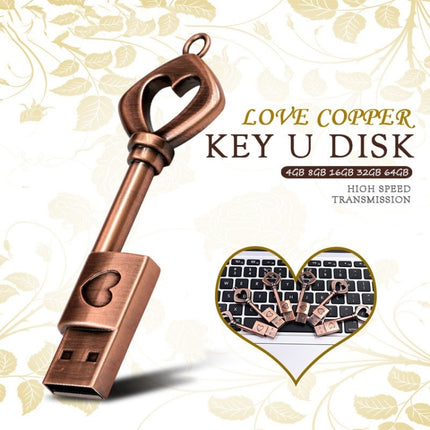 MicroDrive 4GB USB 2.0 Copper Love Key U Disk-garmade.com