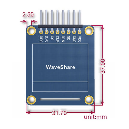 Waveshare 0.95 inch RGB OLED (A), SPI Interface, Curved Horizontal Pinheader-garmade.com