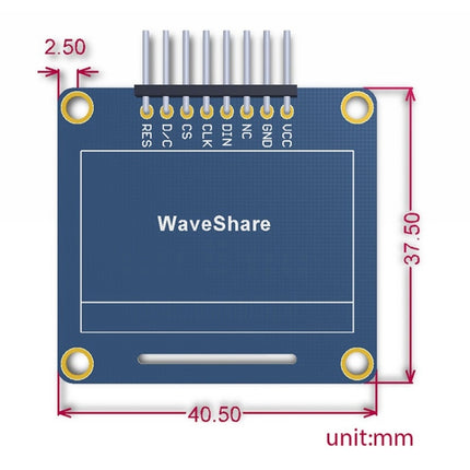 Waveshare 1.3 inch 128*64 OLED, SPI/I2C interfaces, Straight Vertical Pinheader-garmade.com