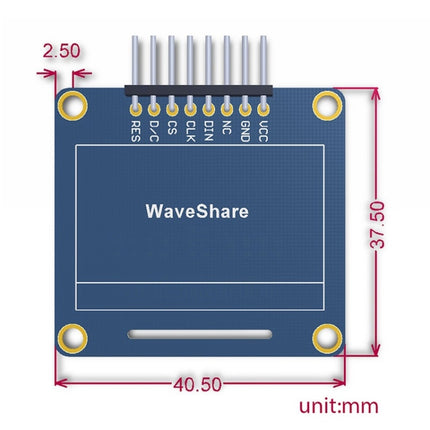 Waveshare 1.3 inch 128*64 OLED(A), SPI/I2C interfaces, Curved Horizontal Pinheader-garmade.com