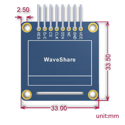 Waveshare 0.96 inch 128*64 OLED (B), SPI/I2C Interfaces, Straight Vertical Pinheader-garmade.com