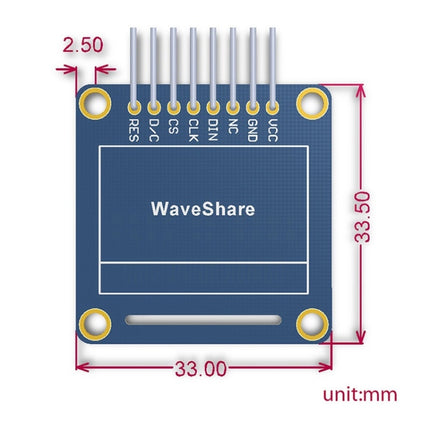 Waveshare 0.96 inch 128*64 OLED (A), SPI/I2C Interfaces, Angled Horizontal Pinheader-garmade.com