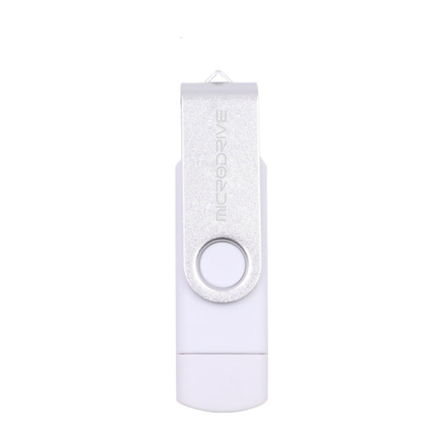 MicroDrive 32GB USB 2.0 Mobile Computer Dual-use Rotating OTG Metal U Disk (White)-garmade.com